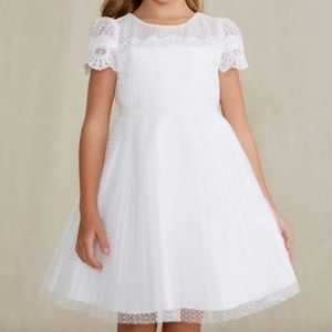 NEW Abel & Lula White Pleated Tulle and Lace Dress Sz 8